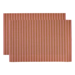 Placemats streep - roze/bruin - set van 2