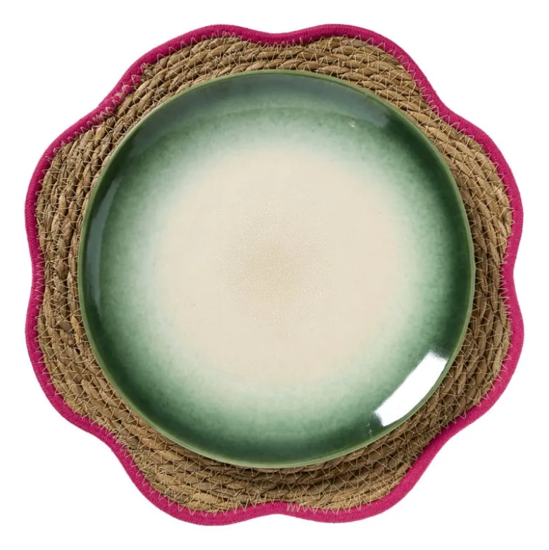 Placemat zeegras bloem - roze