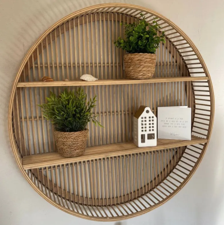 Plantje in rieten mand - rond blad - ø10x19 cm