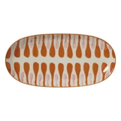 Plateau ovaal met print - oranje/paars - 3x31.5x15.5 cm