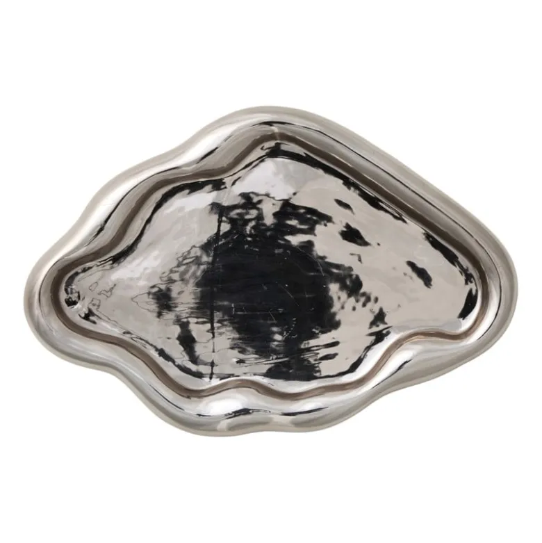 Plateau smoked - zilverkleurig - 2.8x28.5x19.5 cm
