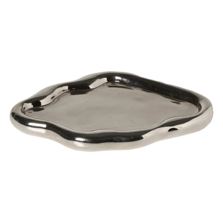 Plateau smoked - zilverkleurig - 2.8x28.5x19.5 cm
