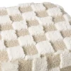 Poef checks - beige - 38x35x35 cm