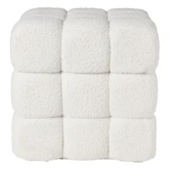 Poef chunk teddy - beige - 36x36x36 cm