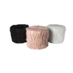 Poef fluffy - wit - 38x42x42 cm