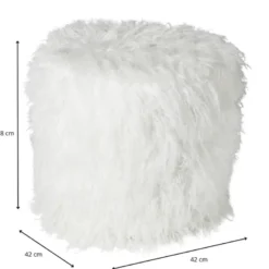 Poef fluffy - wit - 38x42x42 cm