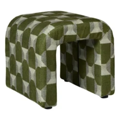 Poef grafisch - groen/beige - 37x37x36 cm