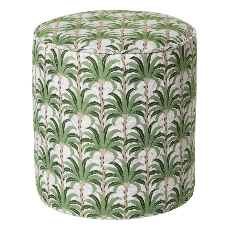 Poef palm - groen - ø35x39 cm
