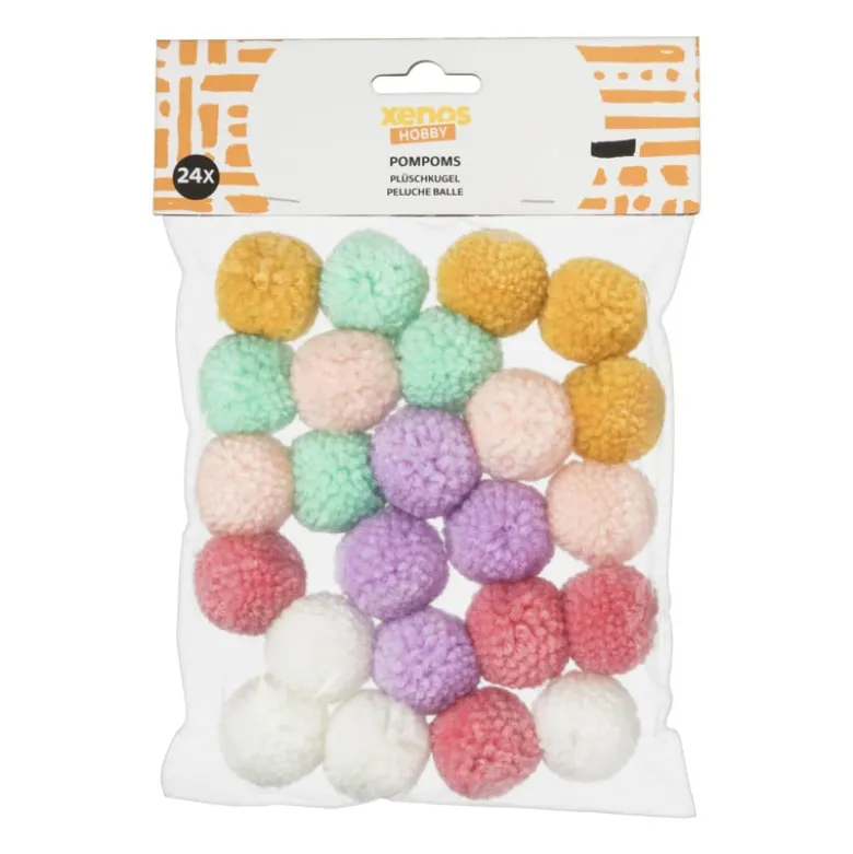 Pompoms mix - 24 stuks - 18x12x3 cm