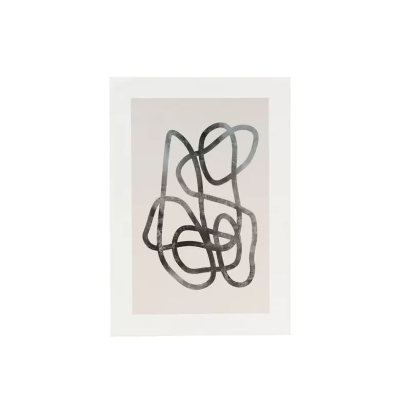 Poster abstract 1 - beige/zwart - 13x18 cm