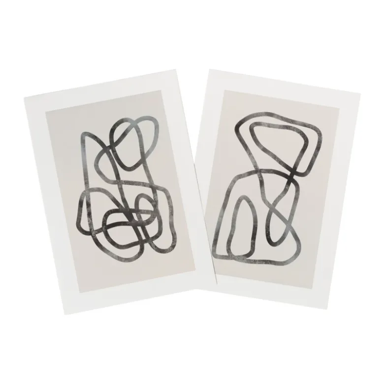 Poster abstract 1 - beige/zwart - 13x18 cm