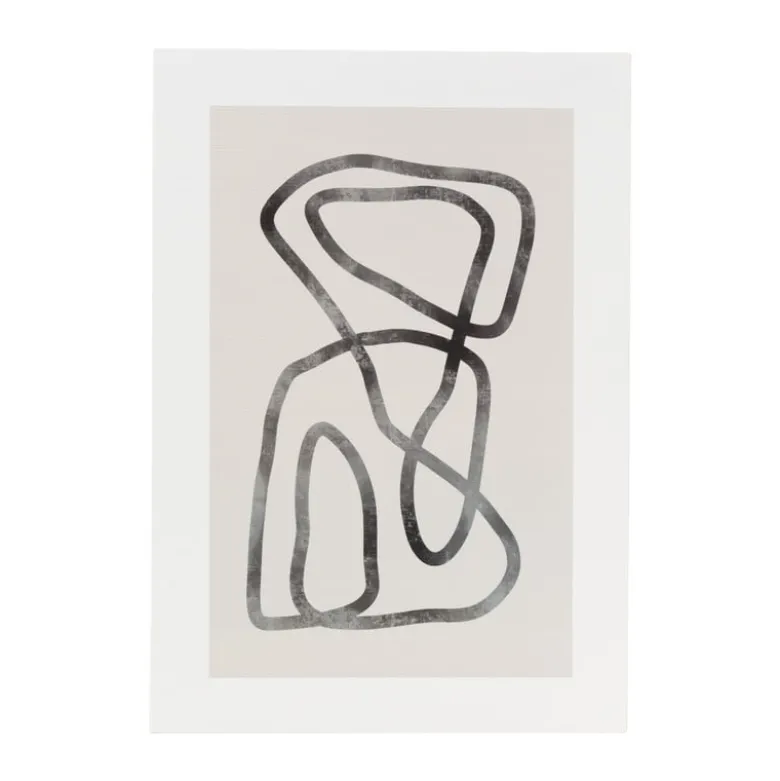 Poster abstract 2 - beige/zwart - 21x30 cm