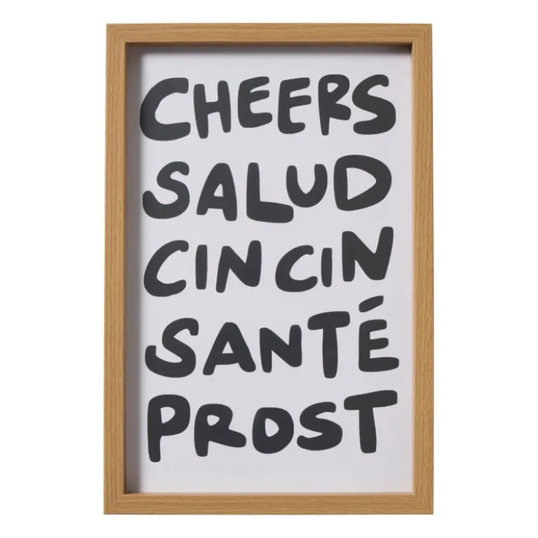 Poster cheers salud - wit/groen - 30x20 cm