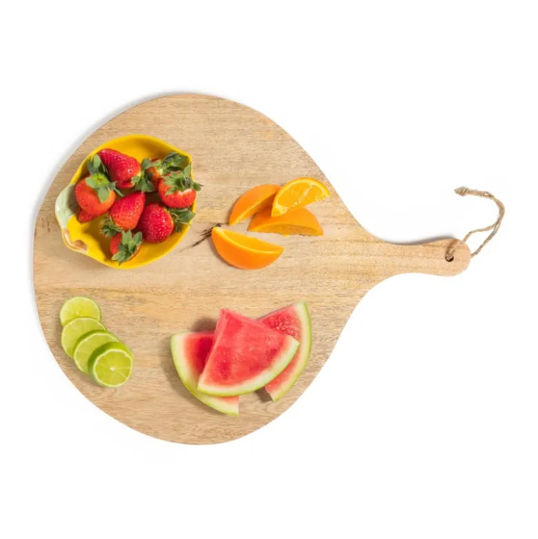 Presenteerplank van mangohout - rond - 50x40 cm