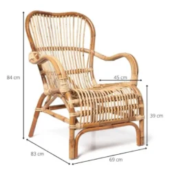 Rotan fauteuil Bandung - naturel - 83x69x84 cm