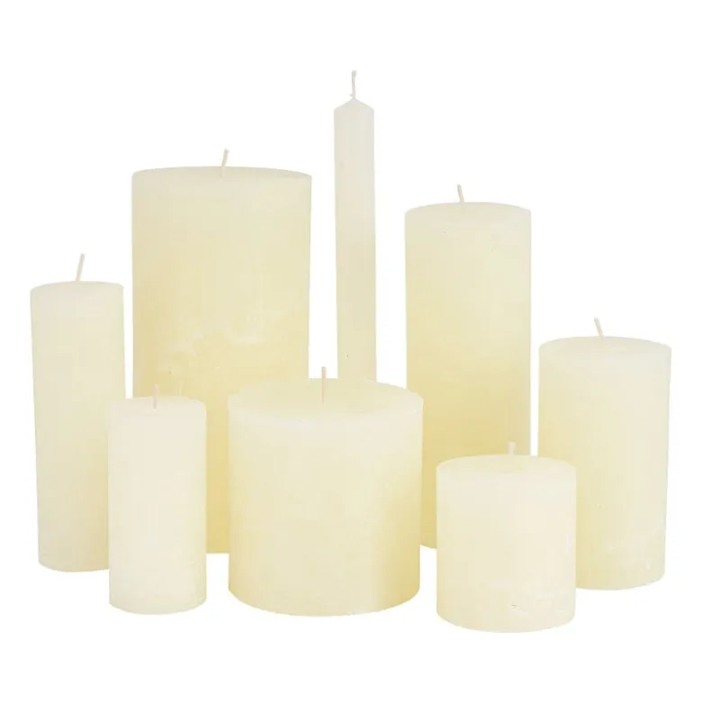 Rustieke kaars - ivoor - 7x18 cm