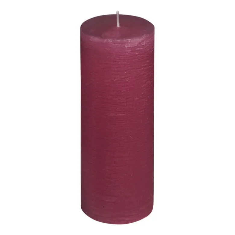 Rustieke kaars - rood - 7x18 cm