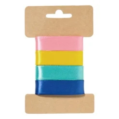 Satijnen lint 3 meter - pastel - set van 4