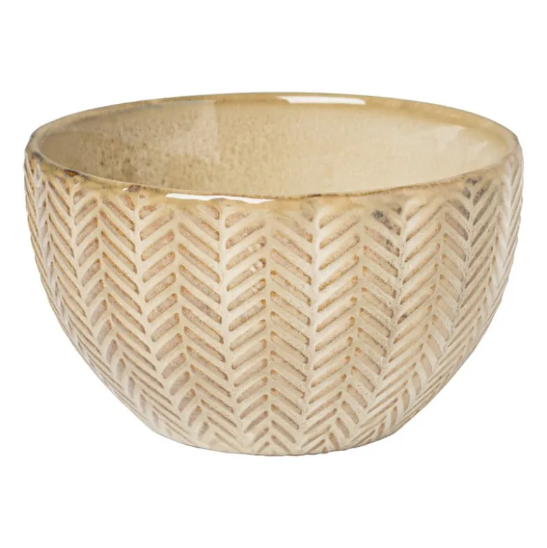 Schaal relief - beige - ø11x6.5 cm
