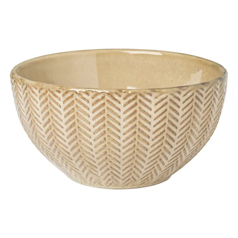 Schaal relief - beige - ø13x7.6 cm