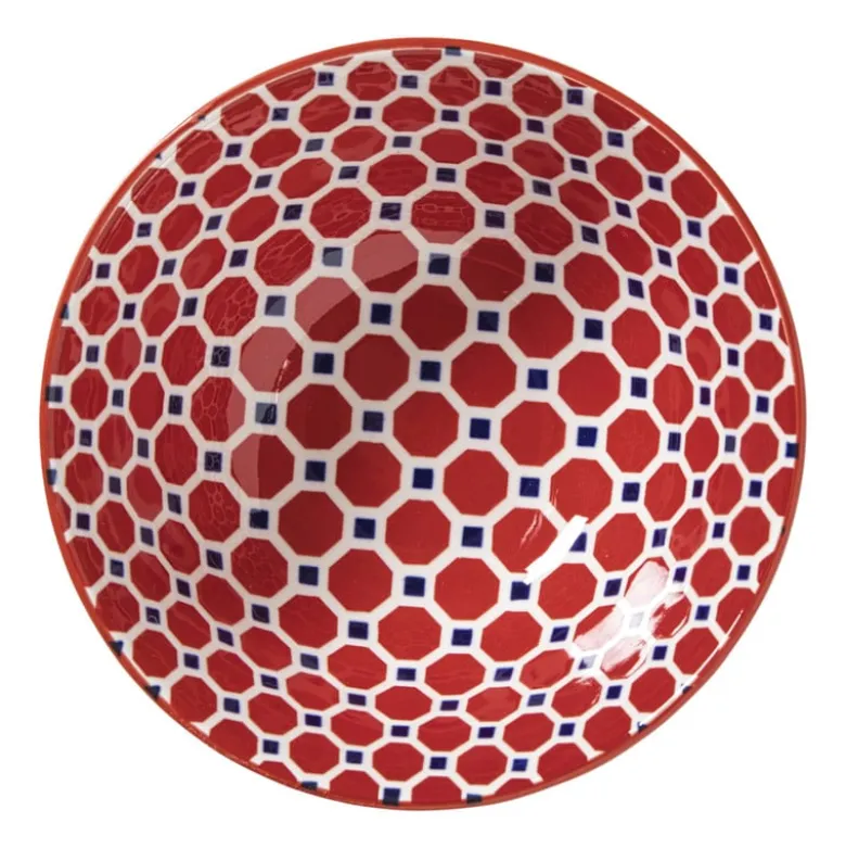 Schaaltje Anne groot - rood/blauw - ø15.8x7.3 cm