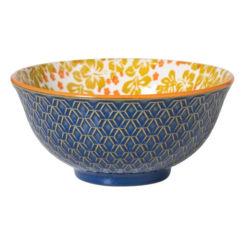 Schaaltje Anouk groot - blauw/geel - ø15.5x7 cm