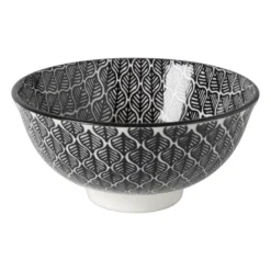Schaaltje black print blaadjes - ø12x6 cm