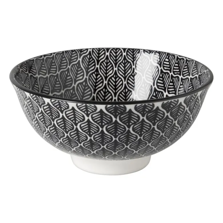 Schaaltje black print blaadjes - ø12x6 cm