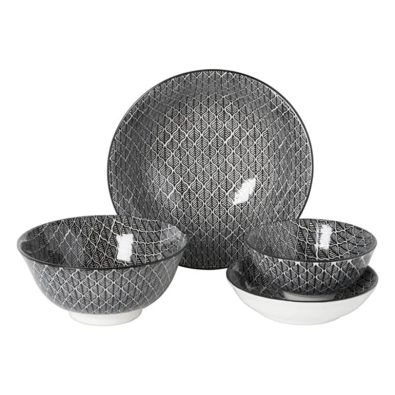 Schaaltje black print blaadjes - ø12x6 cm