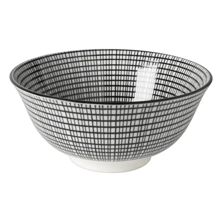 Schaaltje black print streep - ø16x6.5 cm