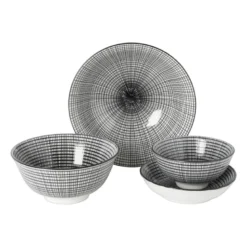Schaaltje black print streep - ø12x6cm