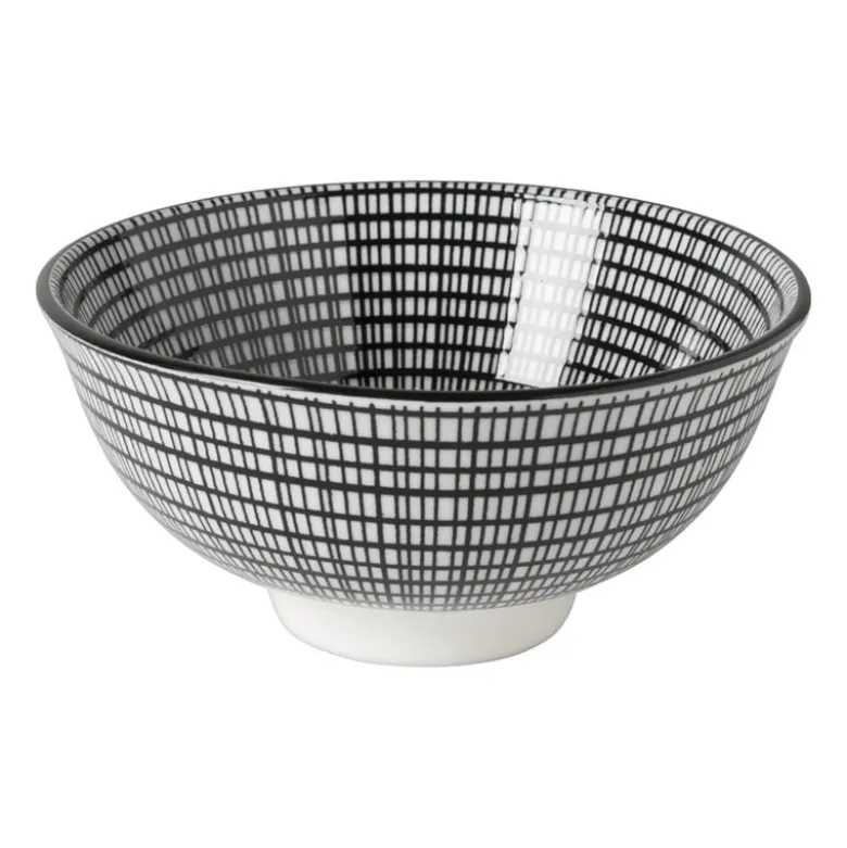 Schaaltje black print streep - ø12x6cm