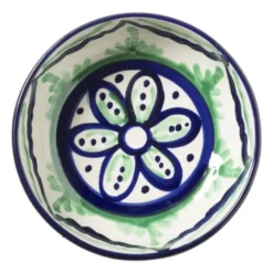 Schaaltje flor plat - groen/blauw - ø14 cm