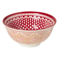 Schaaltje groot Bibi - roze/rood - ø15.5x7 cm