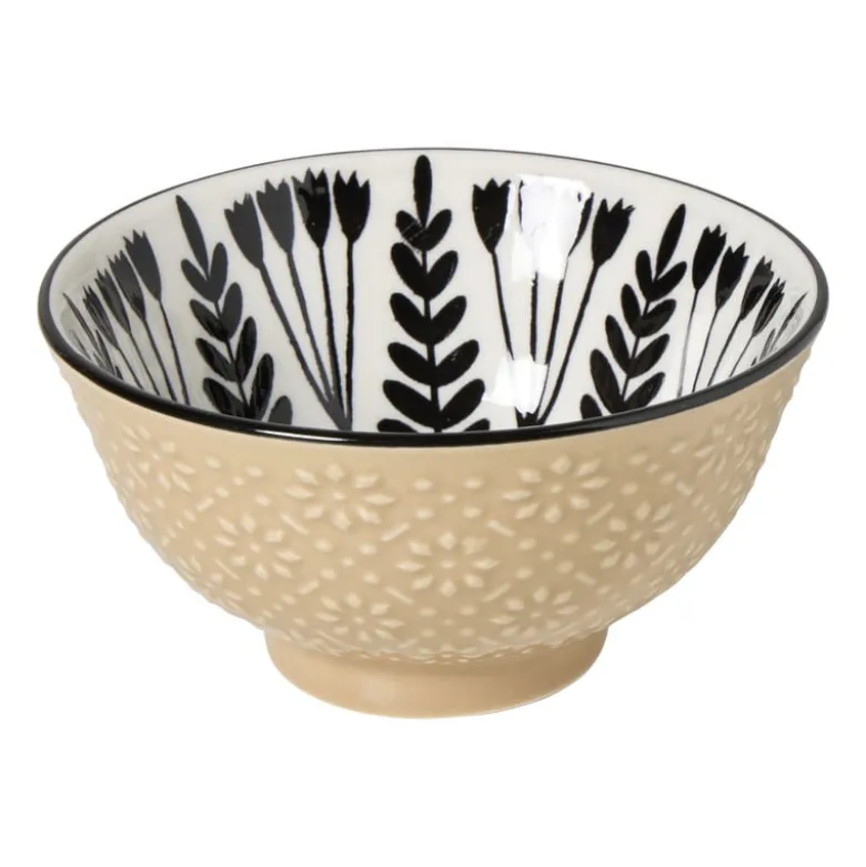Schaaltje klein Bente - beige/zwart - ø9x4.6 cm