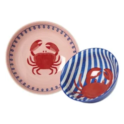 Schaaltje krab - blauw/rood - ø15.5x7.3 cm