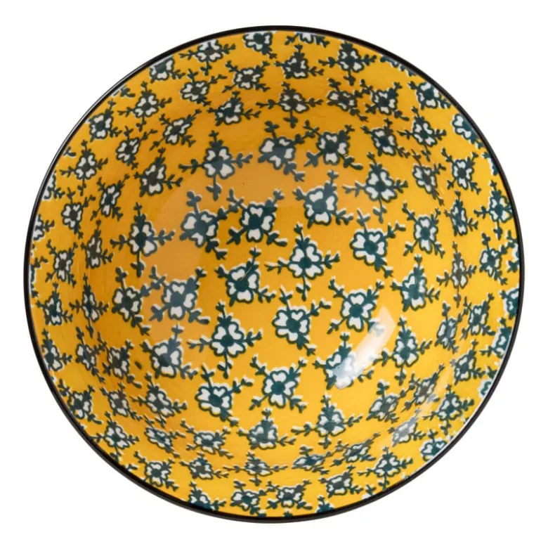 Schaaltje Leyla - geel/zwart - ø15.8x7.3 cm