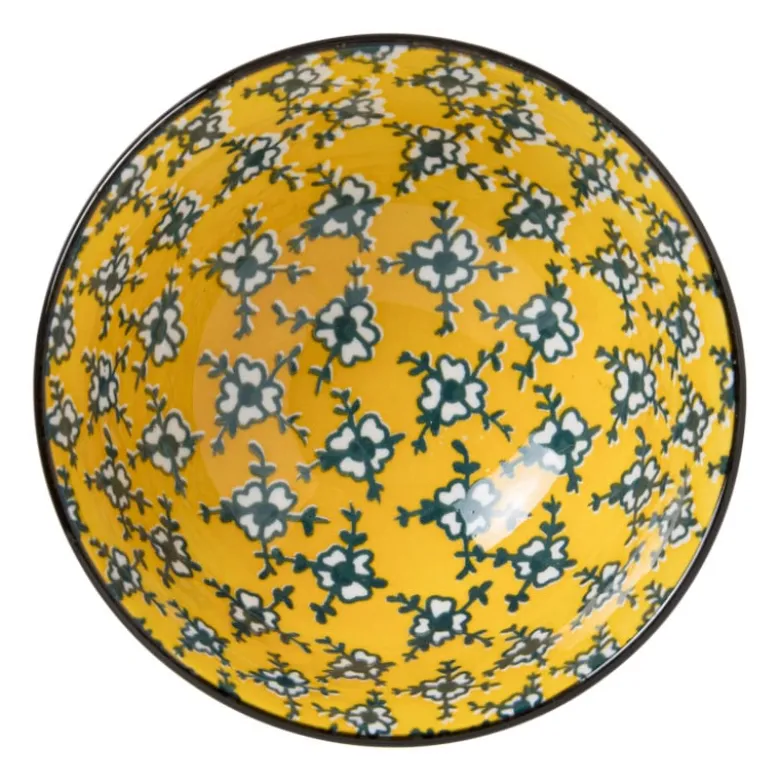 Schaaltje Leyla - geel/zwart - ø12.3x5.8 cm