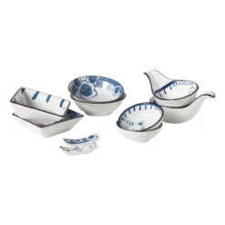 Schaaltje Mico kat klein - blauw/wit - 3x9.2x9.2 cm