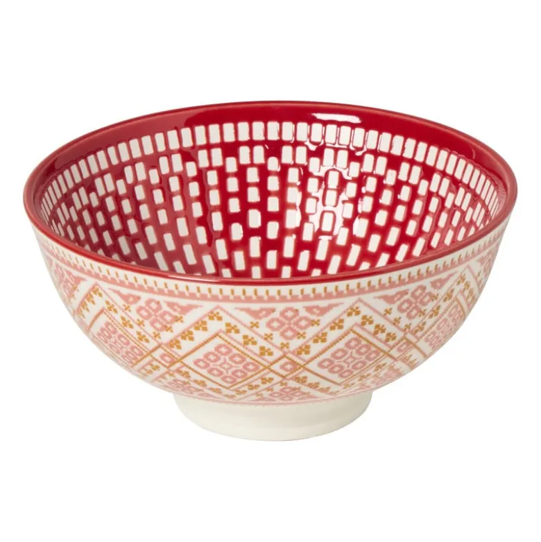 Schaaltje middel Bibi - roze/rood - ø12x5.8 cm