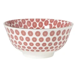 Schaaltje Mirna bloem groot - rood/wit - ø15.5x7 cm