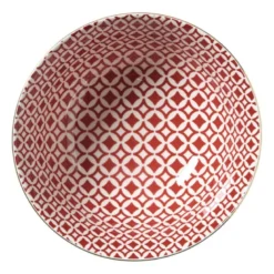 Schaaltje Mirna ruit groot - rood/wit - ø15.5x7 cm