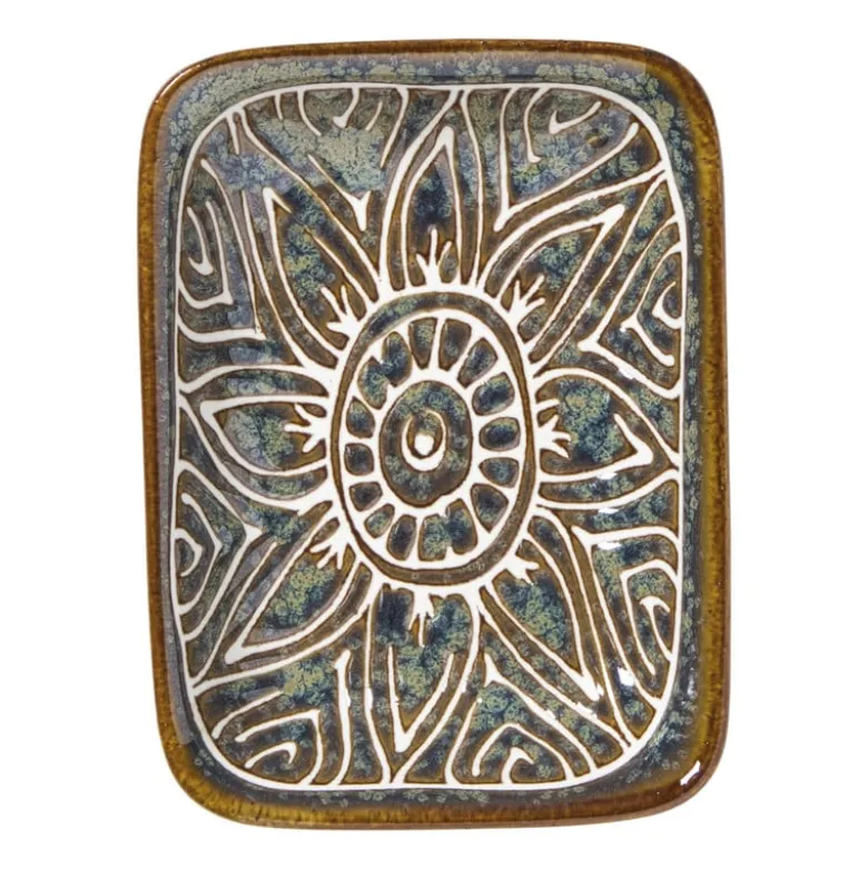 Schaaltje Nori rechthoekig - blauw/bruin - 2x10x7.5 cm