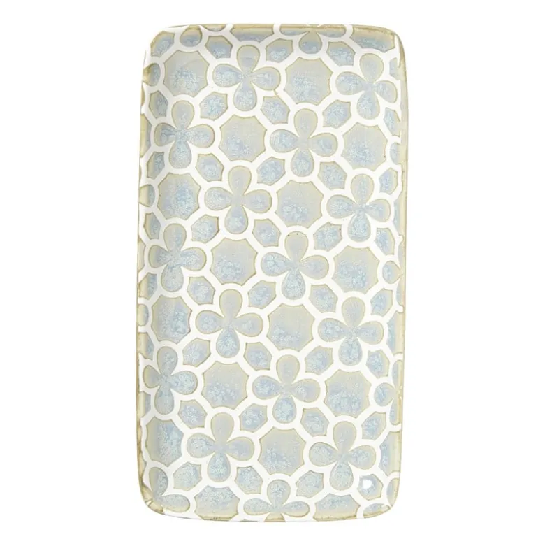 Schaaltje Nori rechthoekig - lichtblauw/wit - 2x20.5x11 cm