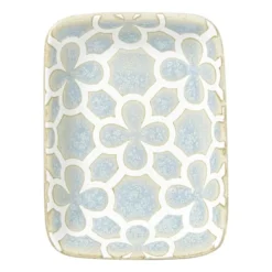Schaaltje Nori rechthoekig - lichtblauw/wit - 2x10x7.5 cm