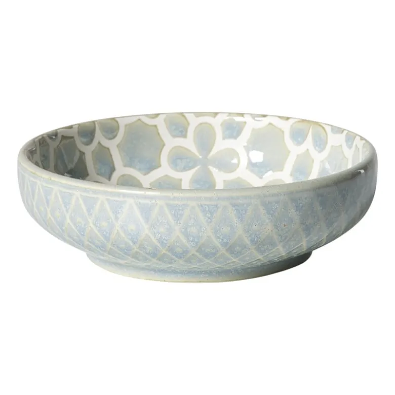 Schaaltje Nori rond - lichtblauw/wit - ø12x3.5 cm