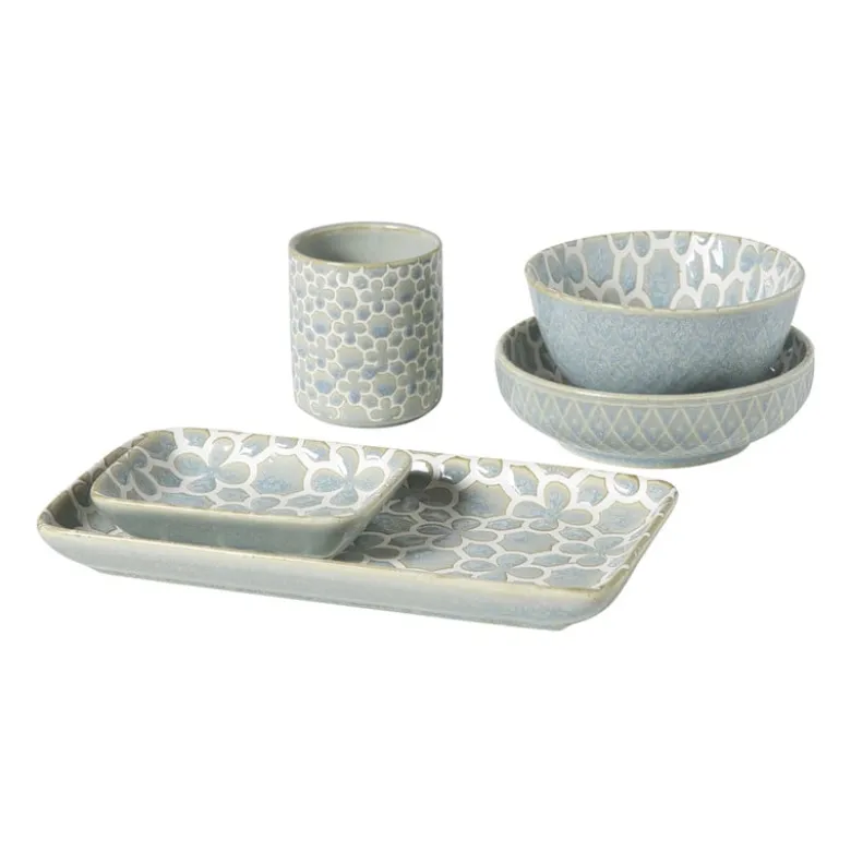 Schaaltje Nori rond - lichtblauw/wit - ø10.5x5.8 cm