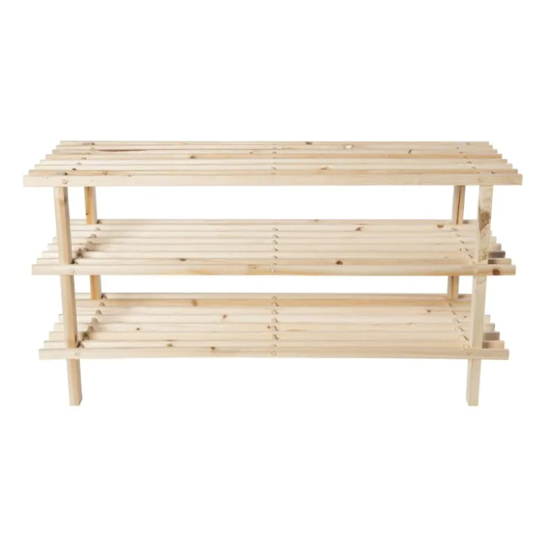Schoenenrek 3-laags - hout - 40x77x26 cm