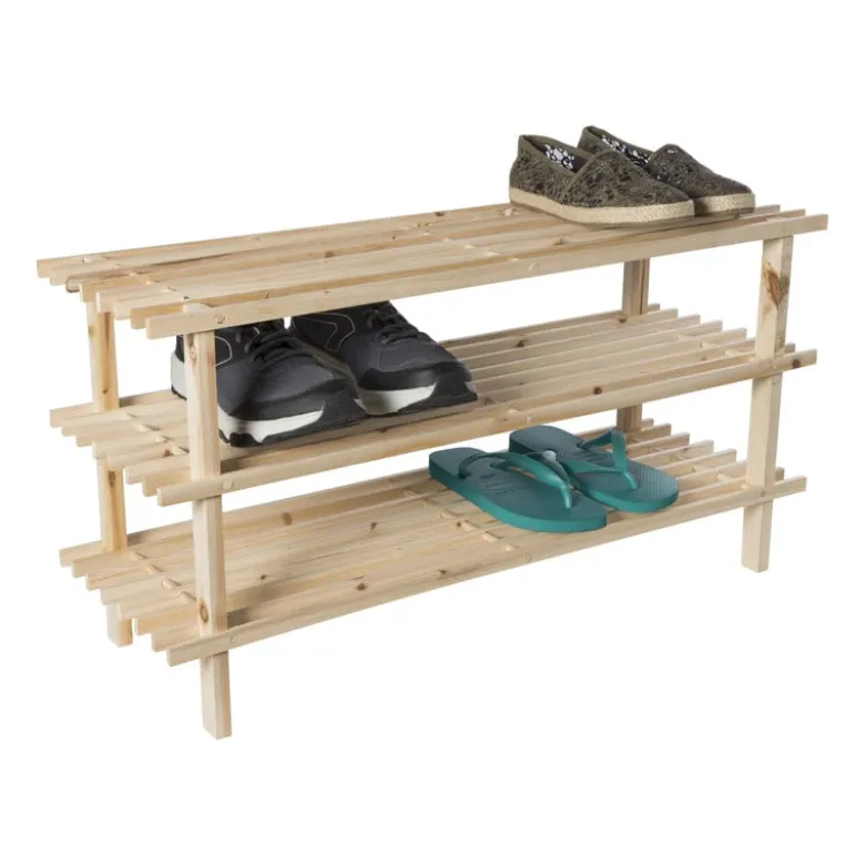 Schoenenrek 3-laags - hout - 40x77x26 cm