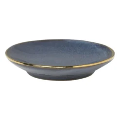 Schoteltje met gouden rand - donkerblauw- ø9 cm